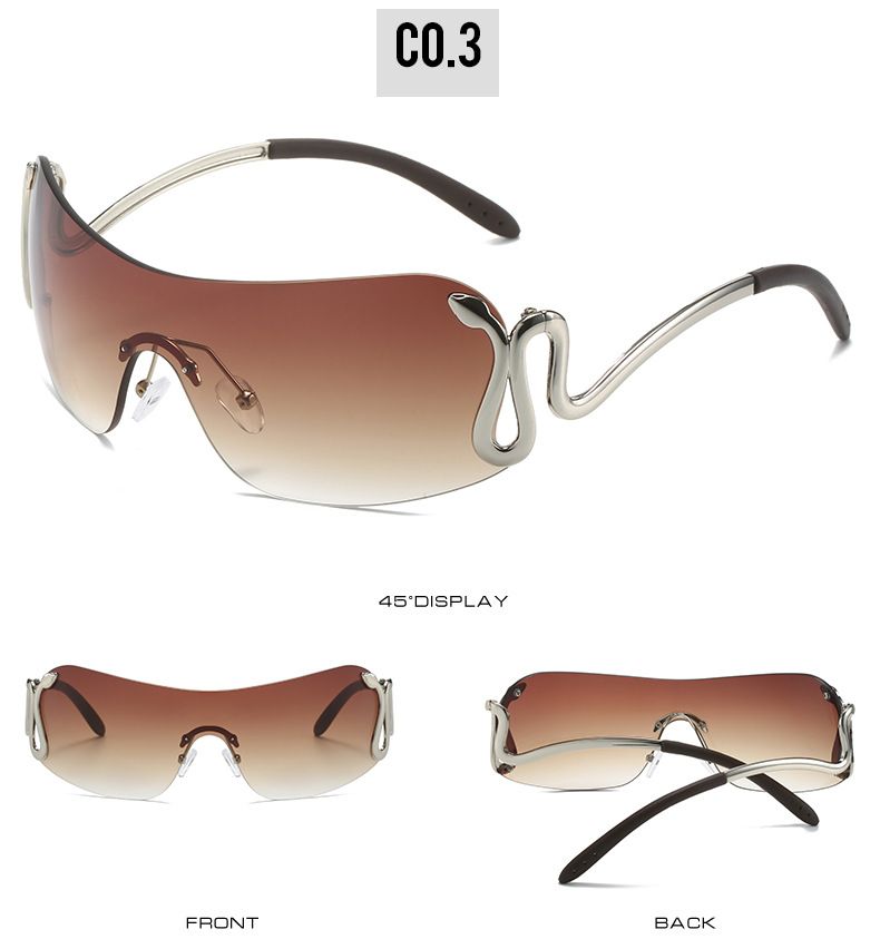 Uemi Nieuwe Mode Randloze Zonnebrillen Voor Vrouwen Mannen Slang Decoratie Metalen Frame Zonnebrillen Tinten UV400 Brillen_voghion.com