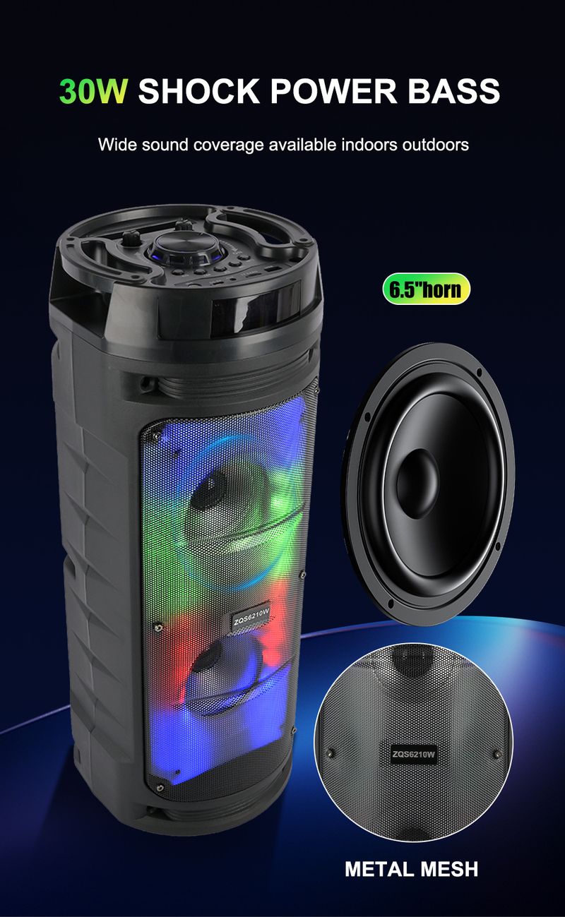ZQS6210W Multifunctional Wireless Bluetooth Speaker Portable Portable Ambient Light Audio With Microphone_voghion.com