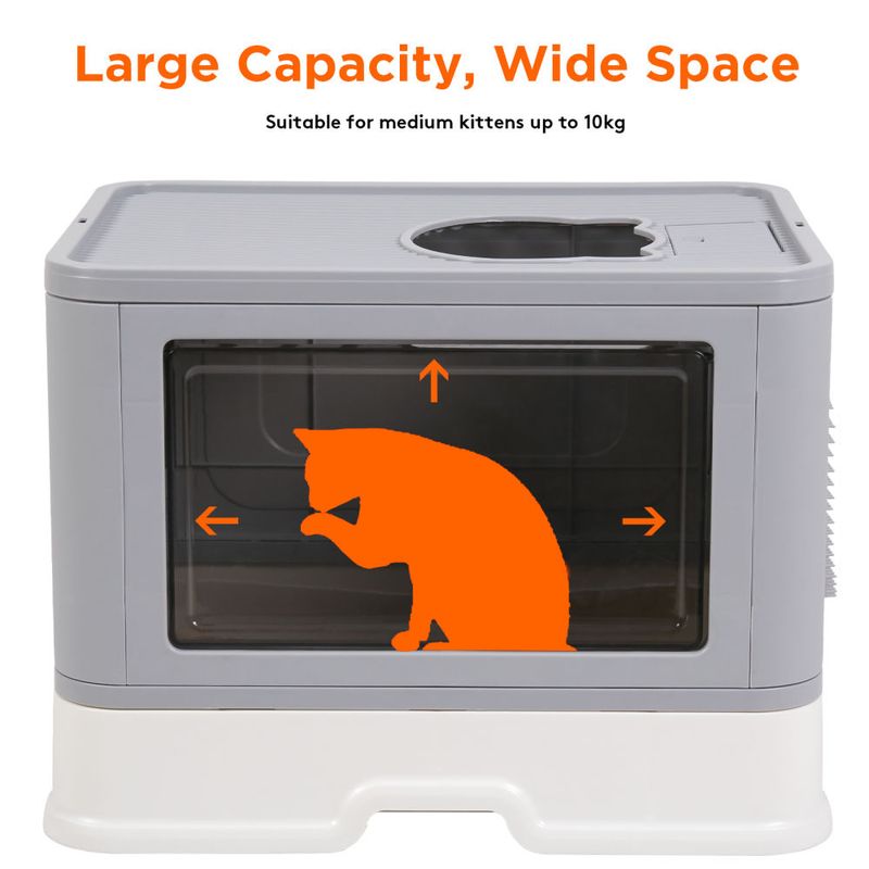 Cat Litter Box Fully Enclosed and Foldable,Top Entry Litter Box Storage and Deodorization Easy to Clean Covered Litter Box_voghion.com
