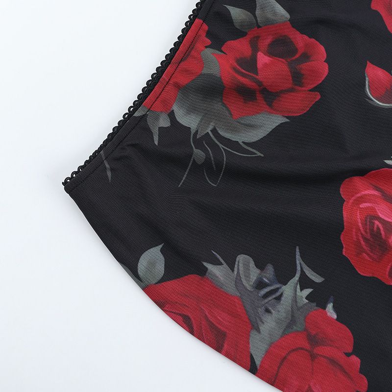 Women's Clothing Fashion Mesh Printed Tube Top Skirt Suit Summer New Slim Fit_voghion.com
