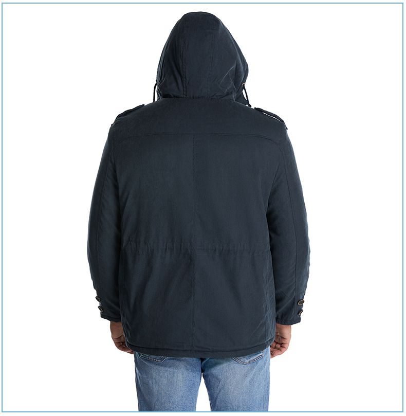 Men's Plus Size Shearling Hooded Cotton Jacket Thickened Multi-Pocket Cotton Top Casual Mid-Length Coat_voghion.com