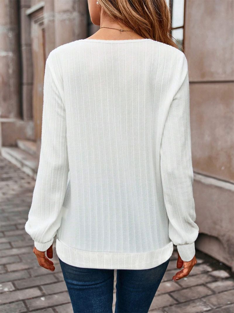 Maglia a coste con scollo a V – Camicetta comoda a maniche lunghe | Eleganza senza sforzo e comfort per tutto il giorno_voghion.com