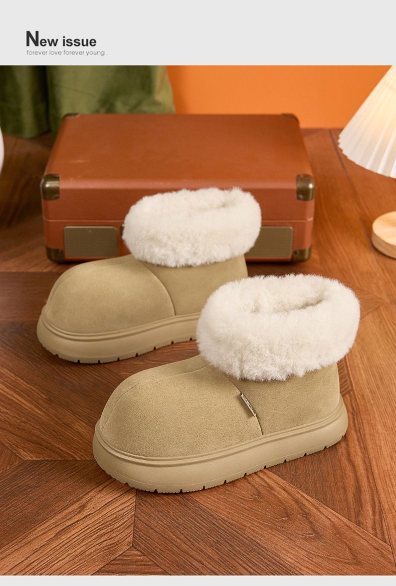 Snow boots for women 2024 winter new item versatile with thick woolen mouth cotton shoes, lazy people step on bread and_voghion.com