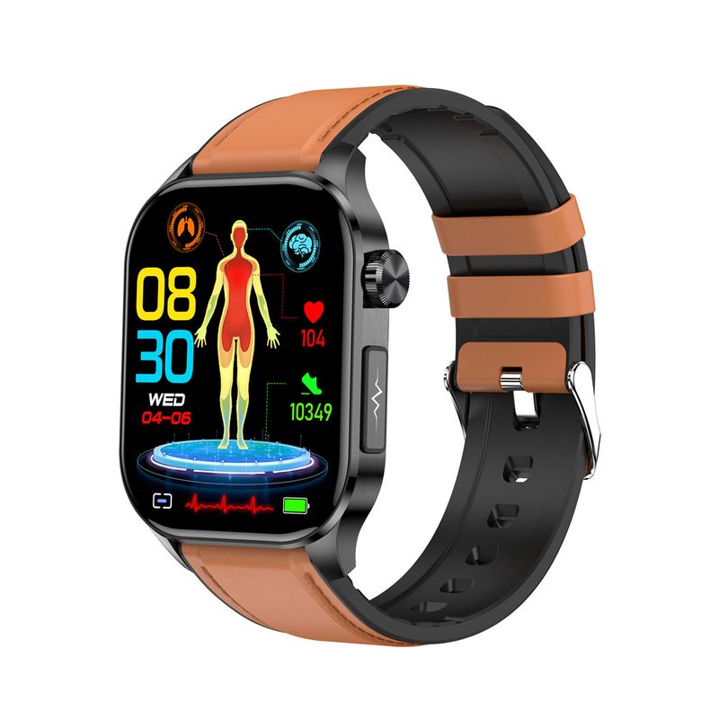Nuovo orologio intelligente ET580 con chiamata Bluetooth, ECG, glicemia, frequenza cardiaca e monitoraggio della temperatura, modalità multisport_voghion.com