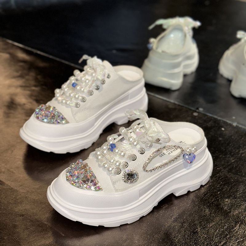 Women's Plus Size Summer 2025 Casual Sneakers - Breathable Lace-Up Slip-On Shoes With Mid Heel For Comfort & Style_voghion.com