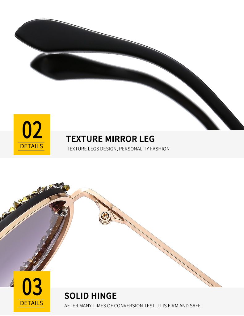 Europäische und amerikanische Persönlichkeit Bee Net Red Sonnenbrille mit Diamanten eingelegt Retro Metall Mode Große Rahmen Sonnenbrille Weibliche Ins Trend Cross Border_voghion.com