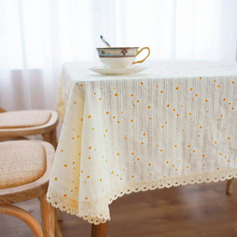 Tovaglia floreale in cotone stile coreano Copritavolo rettangolare con decorazione del tè per la sala da pranzo della cucina_voghion.com