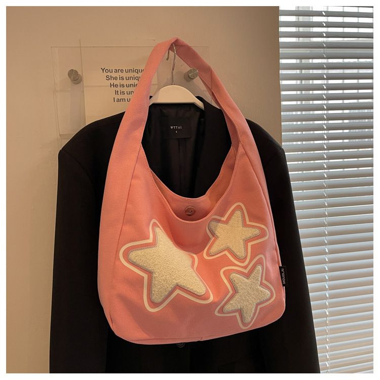 Star Pattern Women's Trendy One Shoulder Underarm Bag With Large Capacity And Versatile Student Commuting Tote Bag_voghion.com