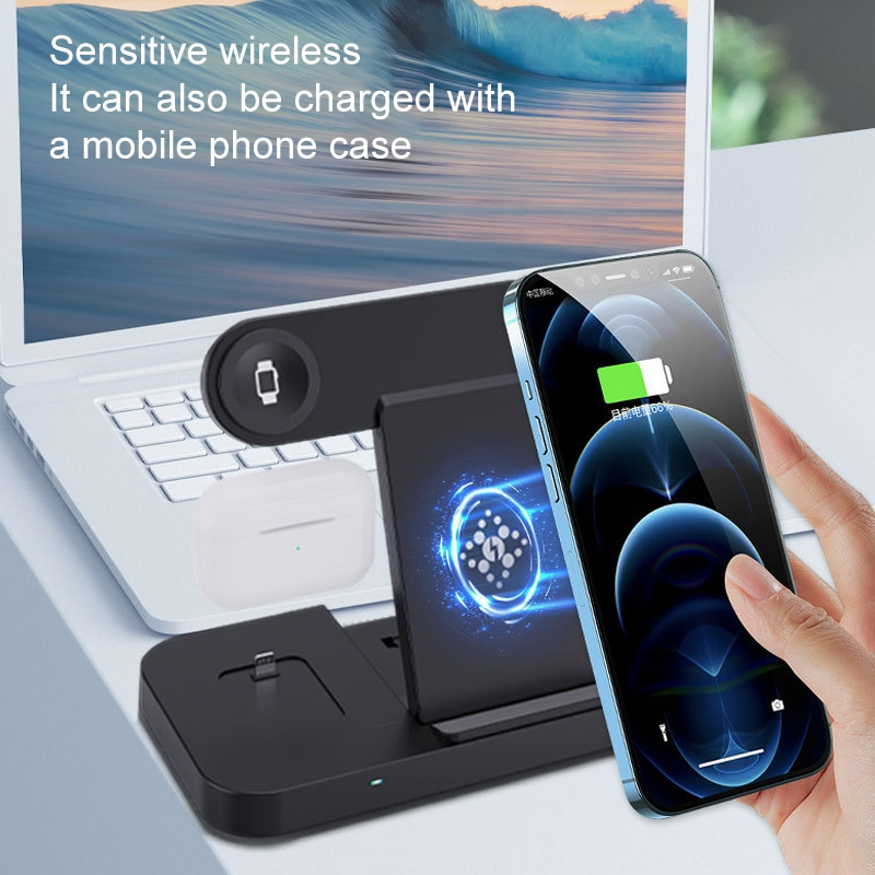 6 in 1 Multifunctional Foldable Vertical Wireless Charger (Black)_voghion.com