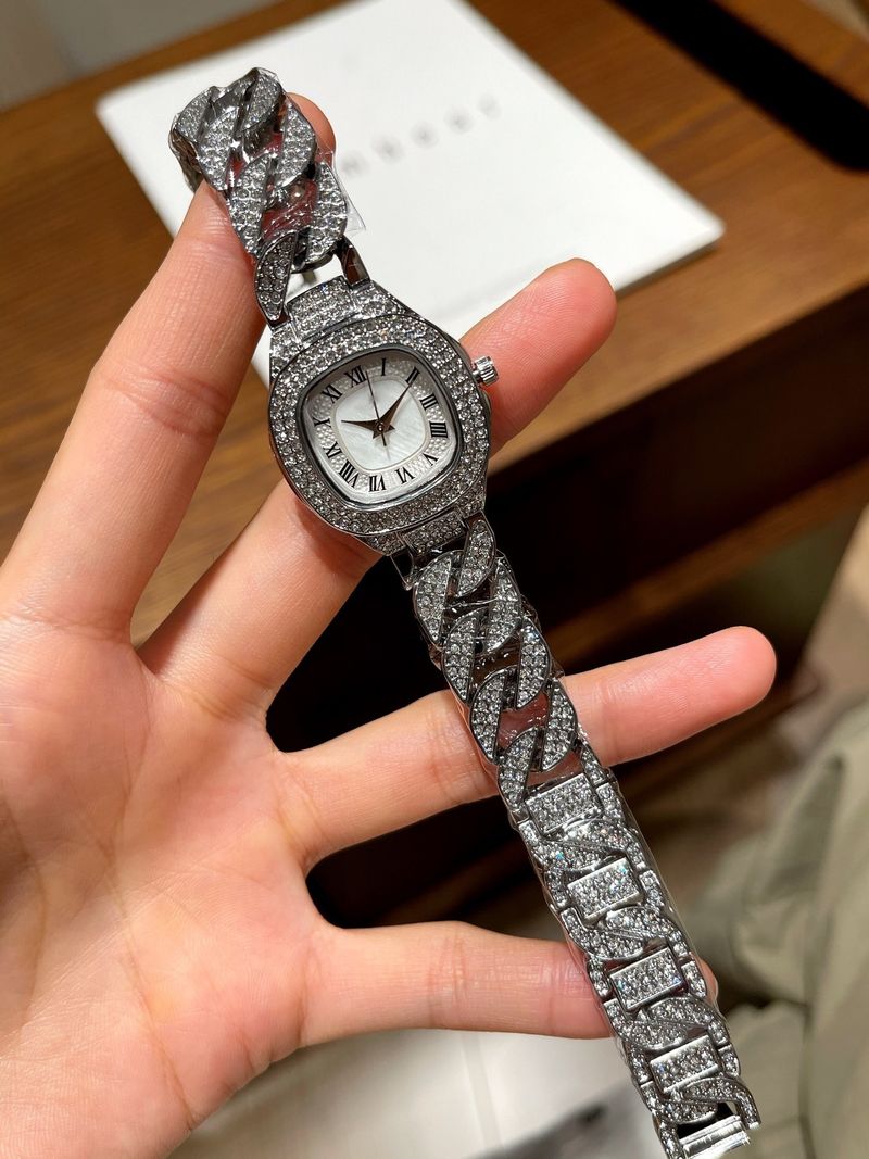 Yeni Baida Moda Elmas İşlemeli Romen Rakamlı Kare Kadranlı Kuvars Hareket Çelik Bantlı Saat_voghion.com