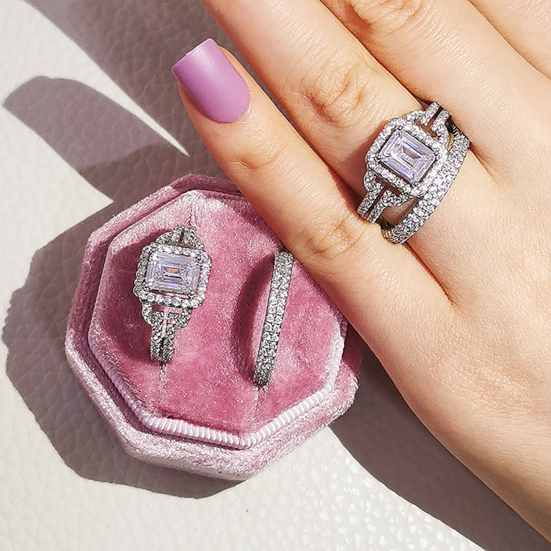 Nuovi arrivi 2025 2024 Nuovo set di anelli di nozze grandi color argento per donne da sposa, fidanzamento, dito, festa, regalo, gioielli di design R4428_voghion.com