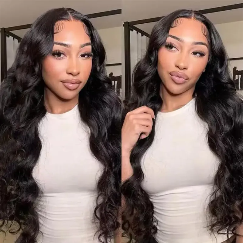 Peluca de cabello humano ondulado de color natural con parte en V, cabello virgen brasileño, peluca completamente hecha a máquina para mujeres_voghion.com