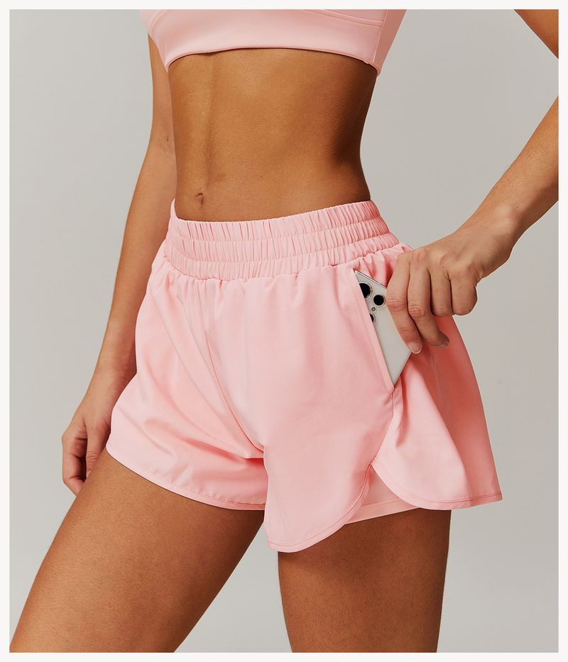 Pantaloncini da yoga a vita alta con fodera integrata, pantaloncini da allenamento traspiranti ad asciugatura rapida per donna, pantaloncini da corsa senza cuciture con design che solleva i glutei_voghion.com