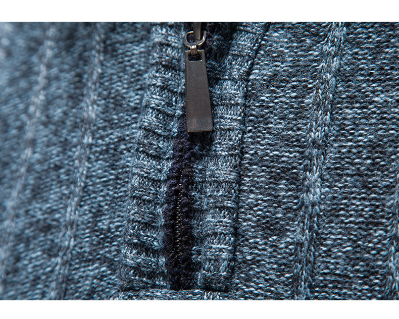 Men's wear half zip stand collar pullover men's business striped fleece sweater_voghion.com