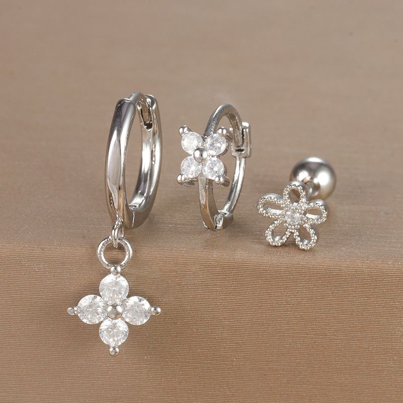 Gioielli e accessori orecchini geometrici alla moda, set di orecchini floreali con micro zirconi intarsiati, orecchini da donna leggeri e di lusso personalizzati in tre pezzi_voghion.com