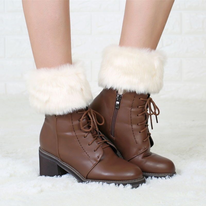 Neue Herbst-Winter-Kurzstil-Flip-Over-Plüsch-warme Socken und Stiefelüberzüge für Damen-Beinschützer aus gestrickter Wolle_voghion.com