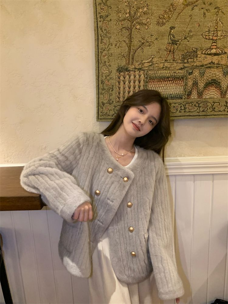 Nerz Schaffell Integrierte Stil High-end Herbst Winter Verdickt Plüsch Umweltfreundliche Pelz Mantel Frauen Flauschigen_voghion.com