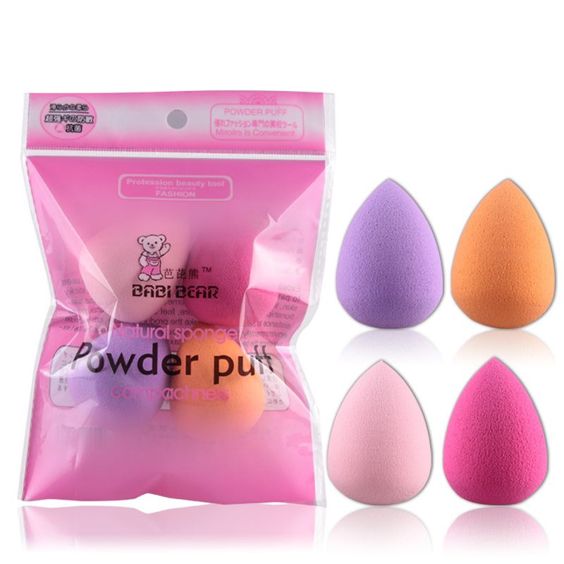 4 ks kosmetická houbička na pudr, mix na obličej, tekutý make-up, houbička na make-up, krásné líčení, měkká houbička na pudr, tvar kapky vody_voghion.com