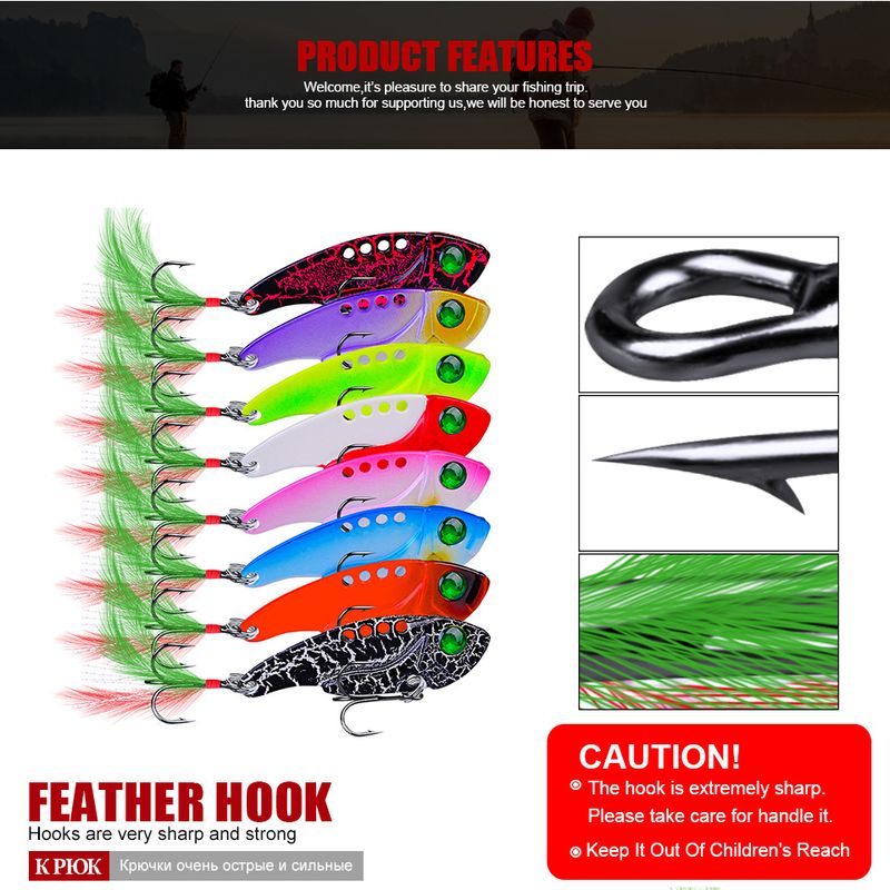 Sometime 11G Lure Bait Metal Spinnerbait 5.5cm 8 Colors VIB Fishing_voghion.com