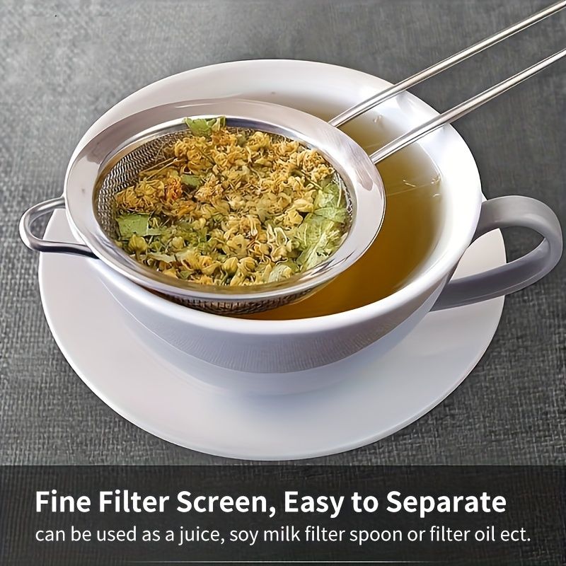 3pcs Fine Mesh Strainers Set Stainless Steel Multipurpose Flour Sieve Sifter With Handle Perfect For Tea Flour Egg Kitchen Tool_voghion.com