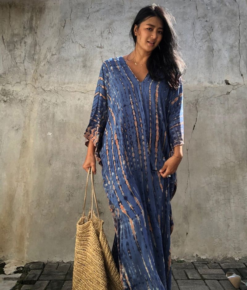 Robe de plage en rayonne pour femmes, tenue de vacances à fleurs teintes _voghion.com