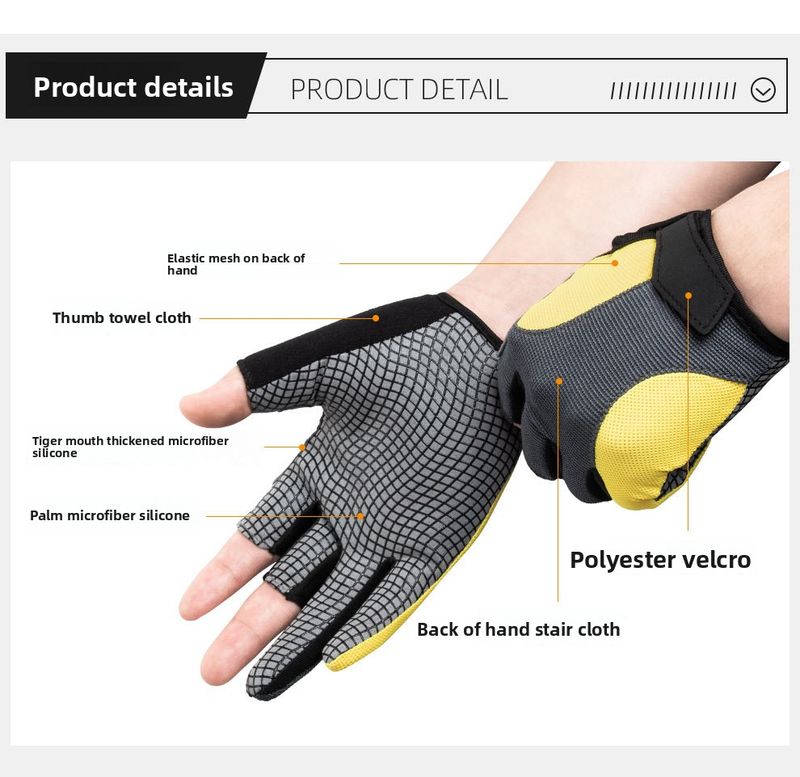 Esca ispessita con bocca di tigre, traspirante, antiscivolo, anti-sudore, con protezione solare, per sport all'aria aperta, con tre dita esposte_voghion.com