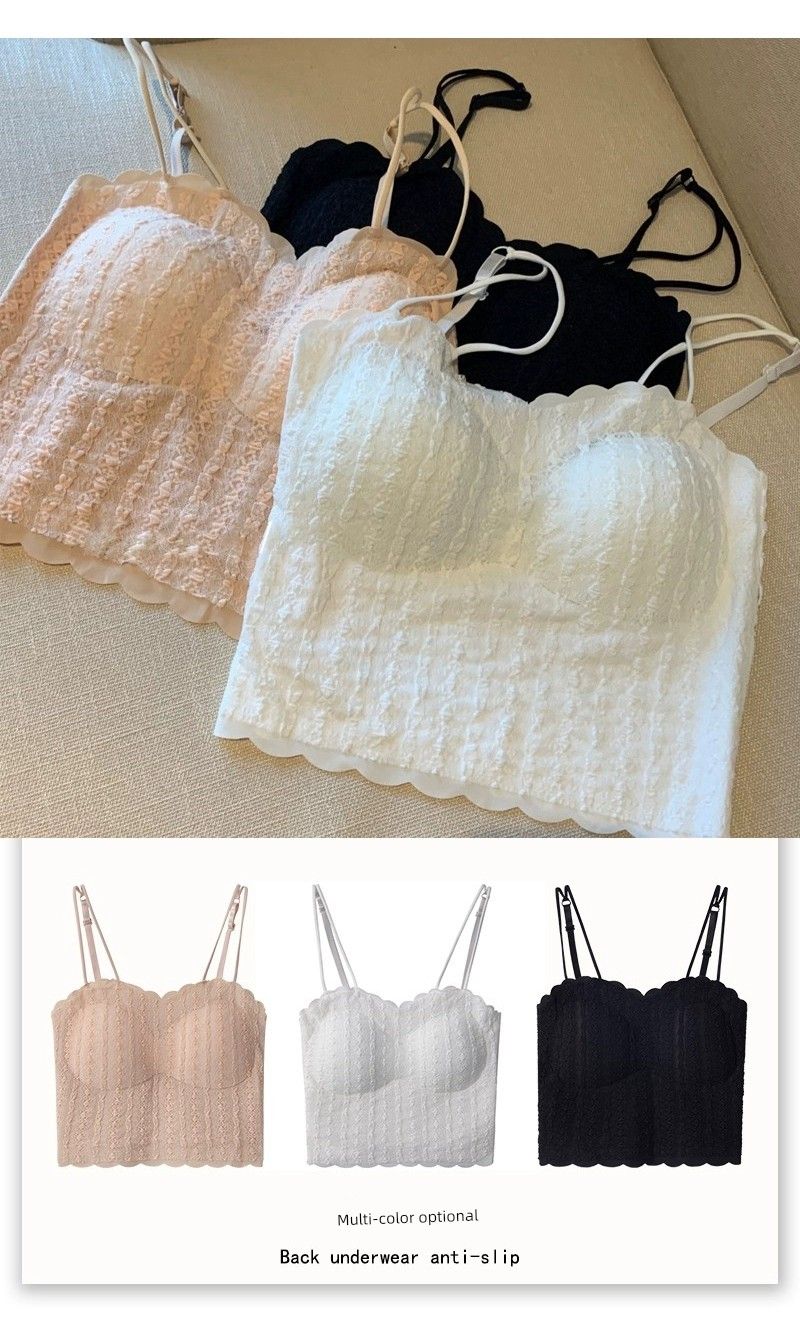 Canotta in seta ghiacciata da donna, estiva, con imbottitura per il torace, top a tubo, copertura totale, in pizzo, per la schiena, intimo puro_voghion.com