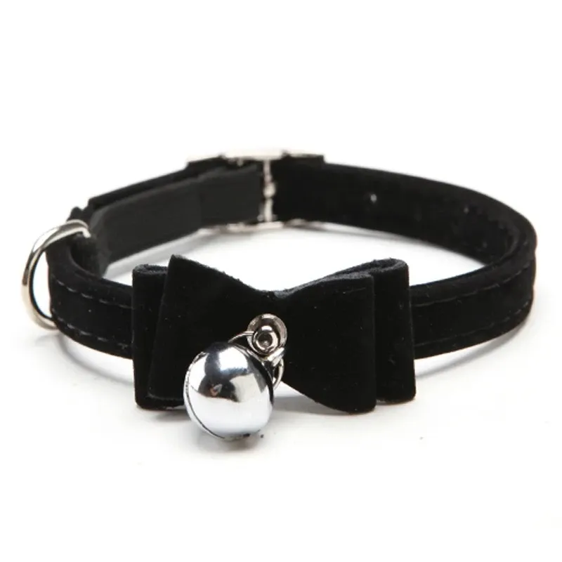 Velvet Bow Collar With Bell For Cats By PawParty Store_voghion.com