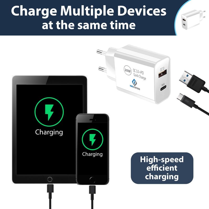EU 2 Pin USB + PD Plug Adapter Travel Fast Charger Europe Adaptor IPhone Samsung_voghion.com