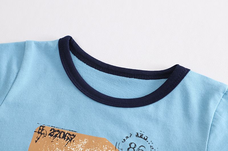 Meninos Verão 2024 Novo Bebê Moda Casual Gola Redonda Carta Golfinho Manga Curta Conjunto de Duas Peças_voghion.com