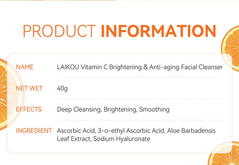 Detergente viso alla vitamina C Leco (scatola colorata) 40 g, detergente per pori, idratante, cura della pelle localizzata_voghion.com