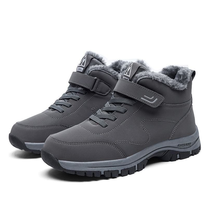 New Winter Boots For Men Waterproof PU Leather Warm Snow Ankle Boots Outdoor Warm Plush Non-slip Work High-top Casual Shoes_voghion.com