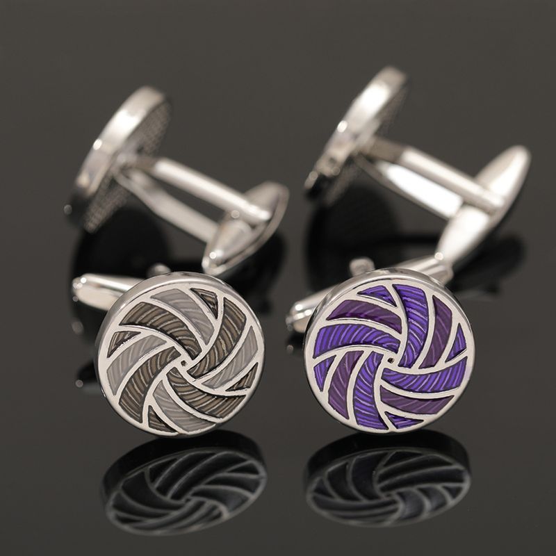 gemelli da polso rotondi alla moda da pallavolo gemelli in lega a righe bottoni da camicia francesi in metallo da uomo_voghion.com