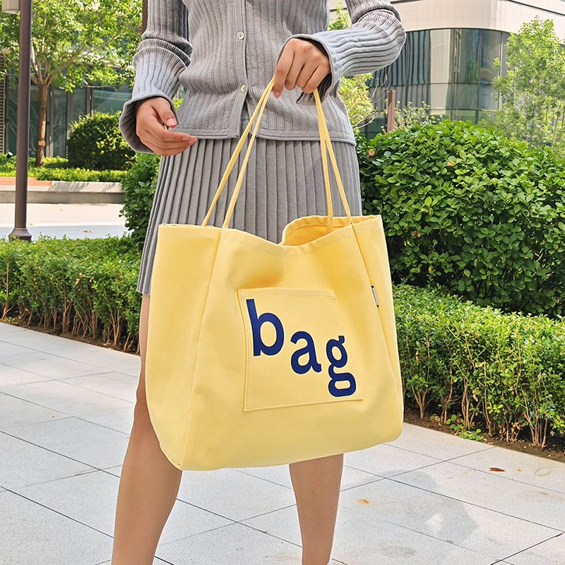 New Fashion Large Capacity Single Shoulder Canvas Women Tote Casual Shopping Fresh Letter Print Bag_voghion.com