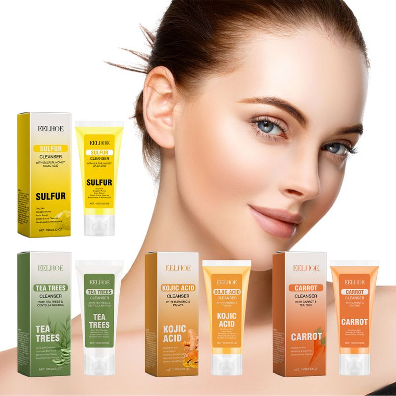 EELHOE Serie Rensende, eksfolierende, oliekontrol, lysnende, lindrende, hudopfriskende og fugtgivende ansigtsbehandling_voghion.com