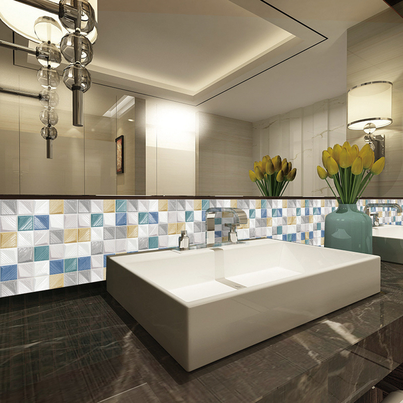 MSC077-0923D Mosaik Krystal Flise Klistermærke Glas Tile DIY Vandtæt selvklæbende vægklistermærke_voghion.com