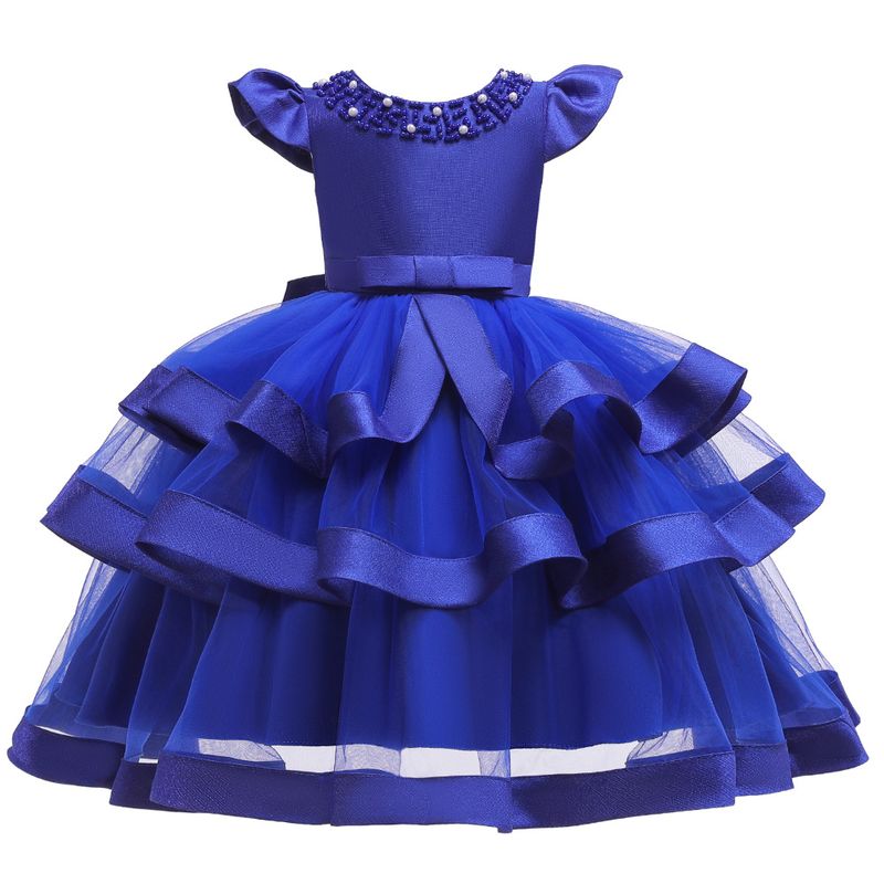 Robe de spectacle perlée pour enfants européens et américains, robe bouffante multicouche pour fille, robe de Noël pour enfants_voghion.com