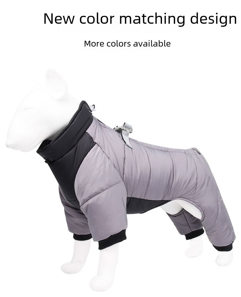 New dog clothes autumn and winter reflective waterproof puppy clothes thickened dog four-legged pet cotton-padded jacket wholesale_voghion.com