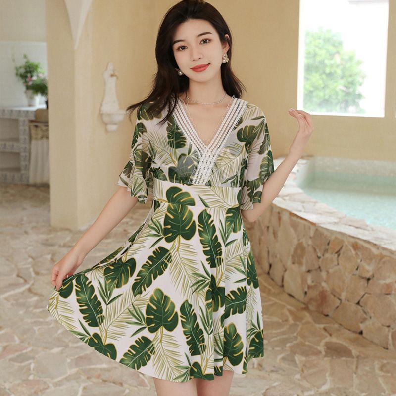 Maillot de bain une pièce pour femme grande taille, conservateur, 90 kg, cache-maillot, amincissant, pour maman d'âge moyen, vacances aux sources chaudes_voghion.com