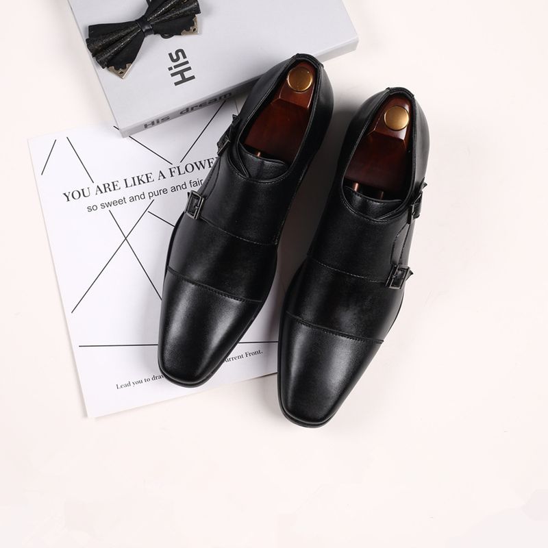Herenschoenen zakelijke leren schoenen heren vierkante kop formele schoenen casual schoenen drie gewrichten monnik gesp leren schoenen heren_voghion.com