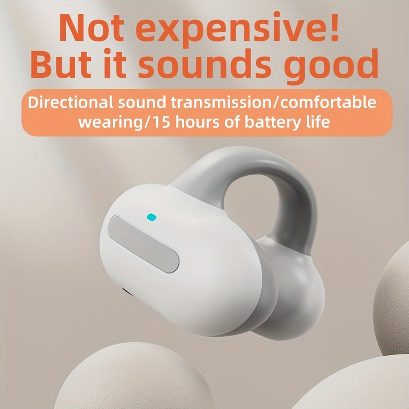 Fone de ouvido de condução de ar de ouvido único, fone de ouvido sem fio com clipe aberto Fasion, confortável de usar, fone de ouvido sem fio de longa duração da bateria_voghion.com