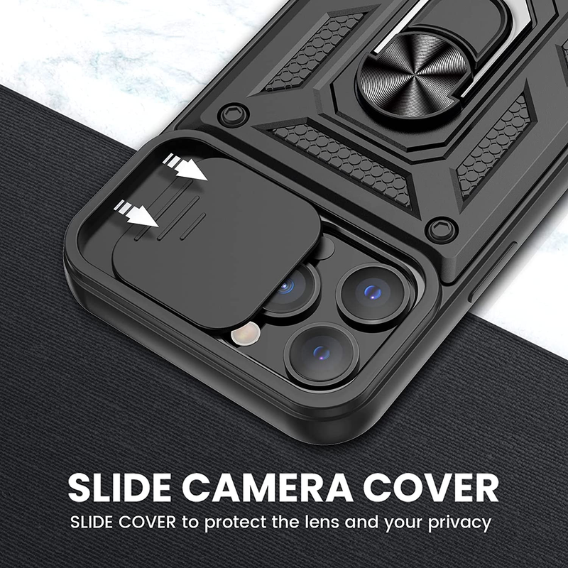Funda deslizante para iPhone 14 13 12 11 Pro Max Mini SE 2020 XR XS Max X XS 8 Plus Anillo Soporte Armadura Anillo Protección Cámara Pho_voghion.com