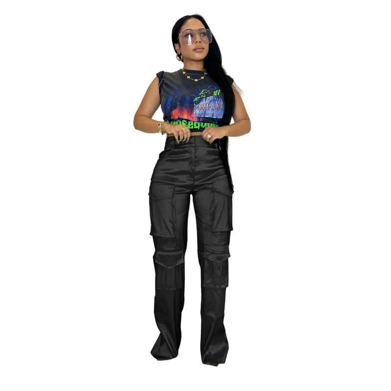 Tuta multitasche da donna casual alla moda in tinta unita_voghion.com