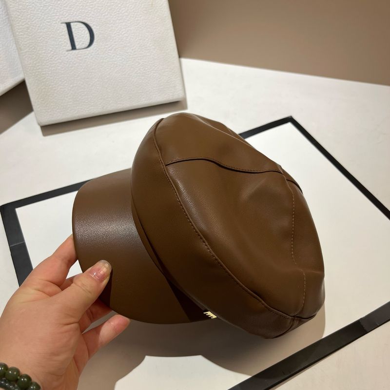 British PU leather black octagonal women's big head circumference, face recognition, tabloid children's hat, Korean_voghion.com