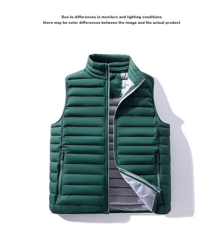 Ärmellose Steppweste für Herren mit Fleecefutter, leichte, warme Winterweste mit Stehkragen für die Freizeit (Schwarz, Grün, Marineblau)_voghion.com