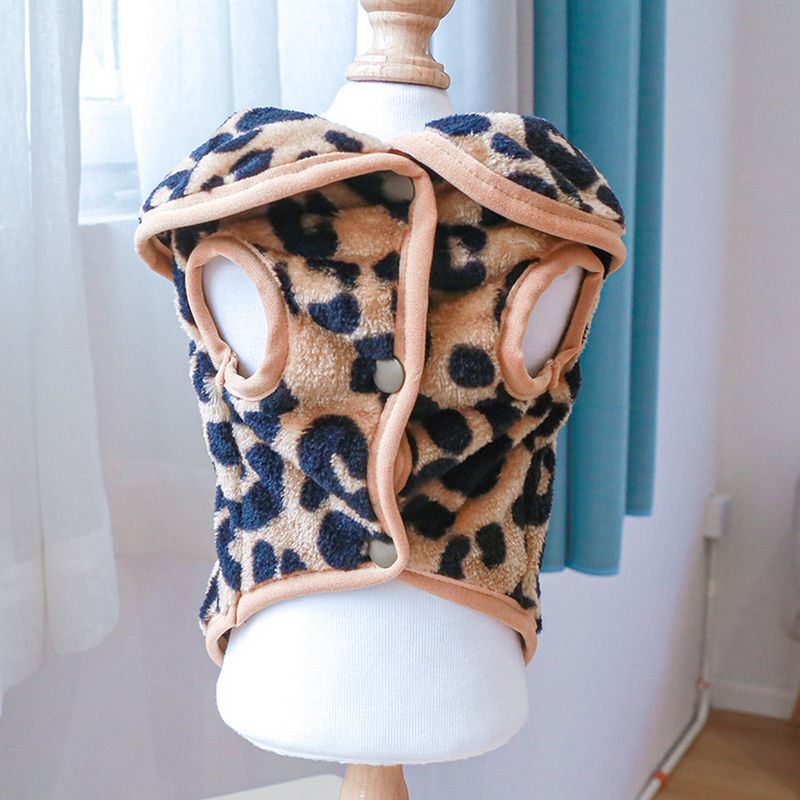 Guangying Haustier-Weste, Puppenhalsband, Leopardenmuster, ärmellos, zweibeiniger Welpen-Hunde-Pyjama-Kostüm, Heimtierbedarf_voghion.com