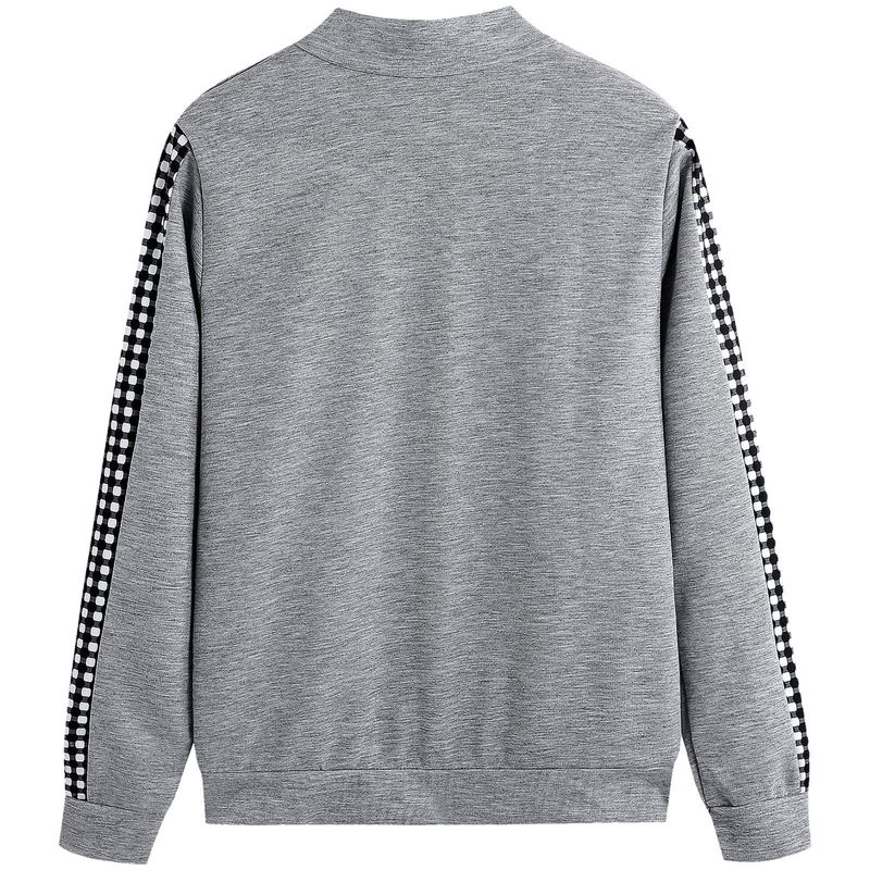 Damer långa sport Casual Zip Patchwork Rutig kostym_voghion.com