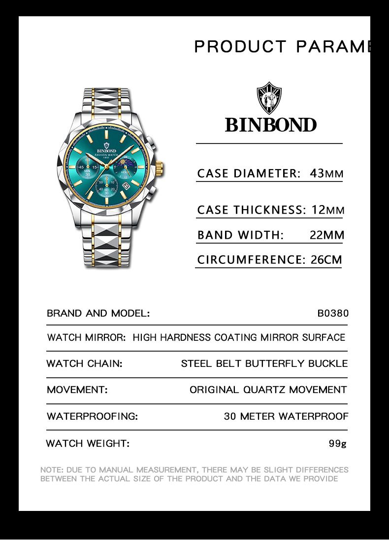 Men's Luxury Stainless Steel Quartz Watch With Butterfly Clasp, Multi-Function Calendar, Waterproof & Night Light, Elegant Business Wristwatch Quartz_voghion.com