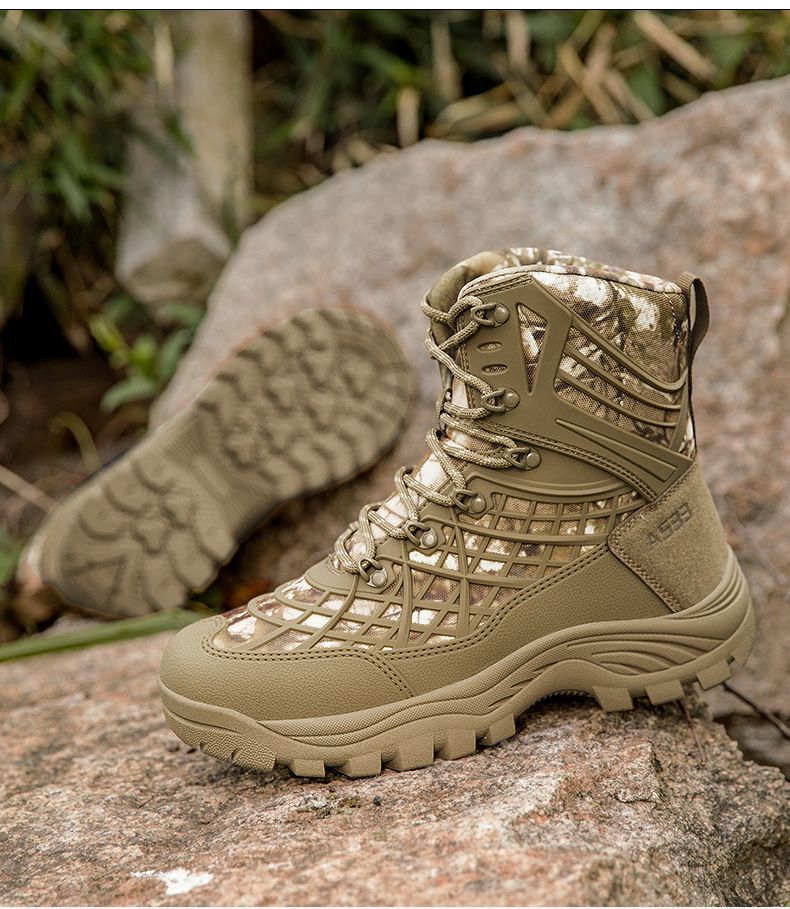 Chaussures de randonnée légères et respirantes pour hommes avec semelle en caoutchouc antidérapante pour le trekking en plein air, le trail et les activités tactiques. Bottes de combat, bottes tactiques_voghion.com