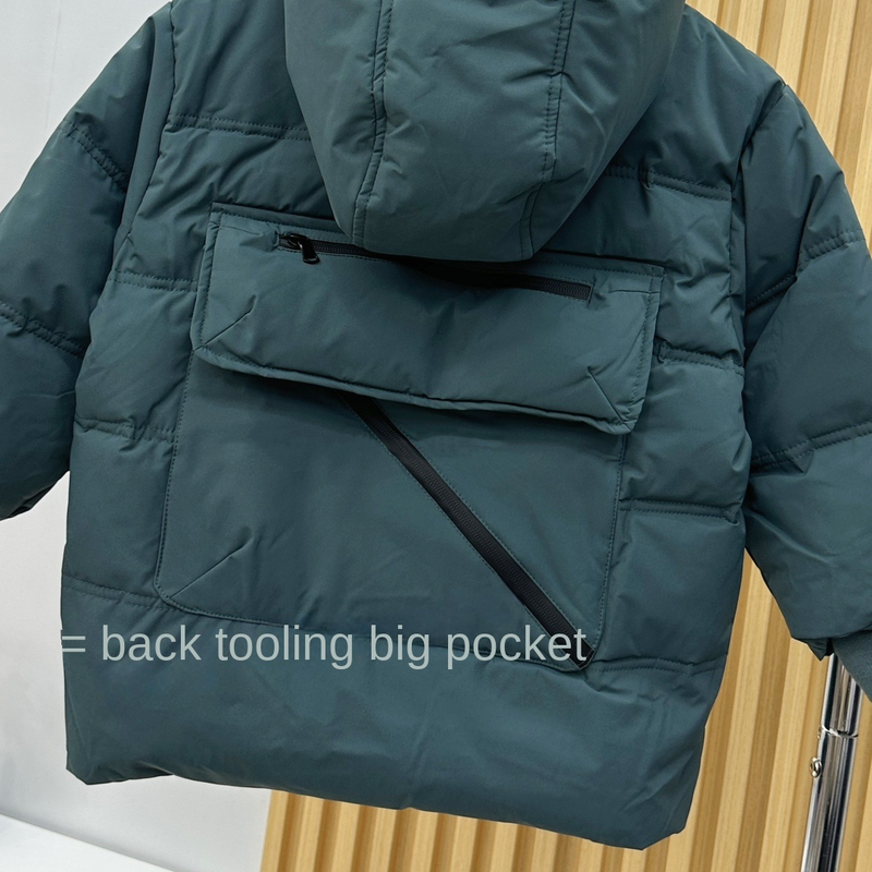 Children's mid-length white duck down jacket boys and girls thickened jacket hooded down jacket light and soft warm clothes_voghion.com